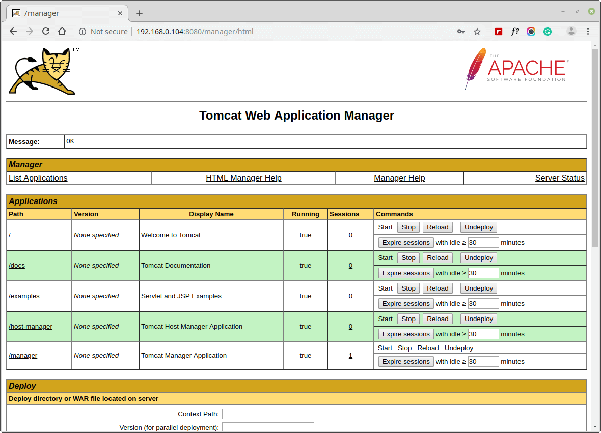 Tomcat-Webanwendungs-Manager