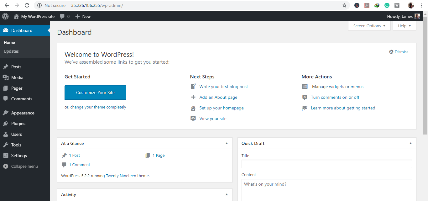 WordPress Dashboard