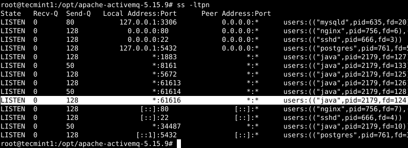 Check ActiveMQ Listening Port