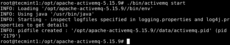  Iniciar ActiveMQ en Debian 10 