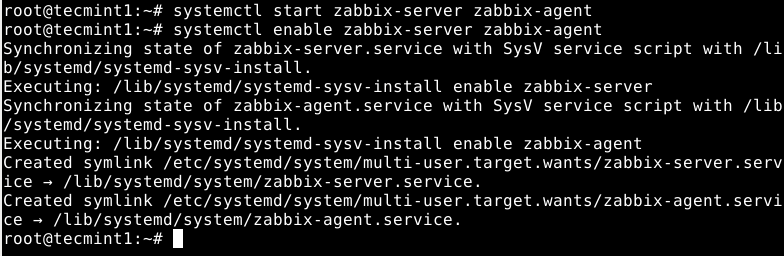 Start Zabbix Server and Agent