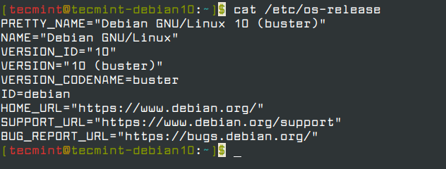 / etc / os-release - Debian-Version drucken