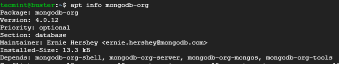  Verificar la versión de MongoDB 