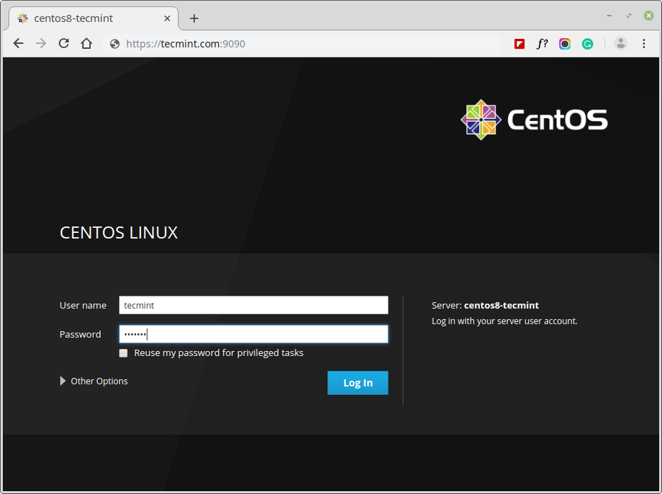 Login für die Cockpit-Webkonsole