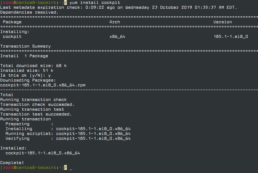 Installieren Sie die Cockpit Web Console in CentOS 8