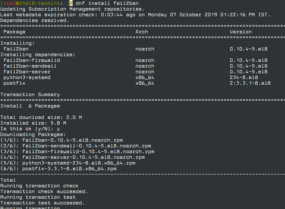 Installieren Sie Fail2ban in CentOS und RHEL 8