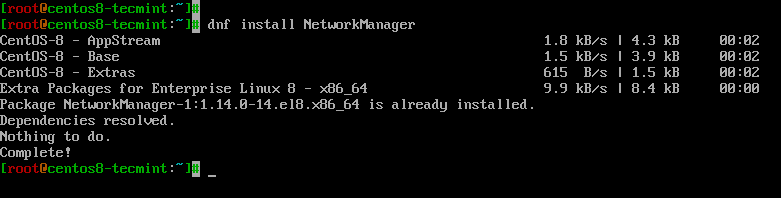 Install Network Manager in CentOS 8