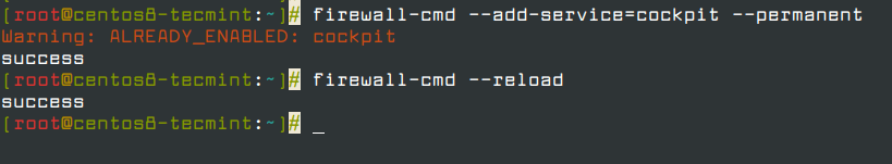 Öffnen Sie den Cockpit Web Console-Port in der Firewall