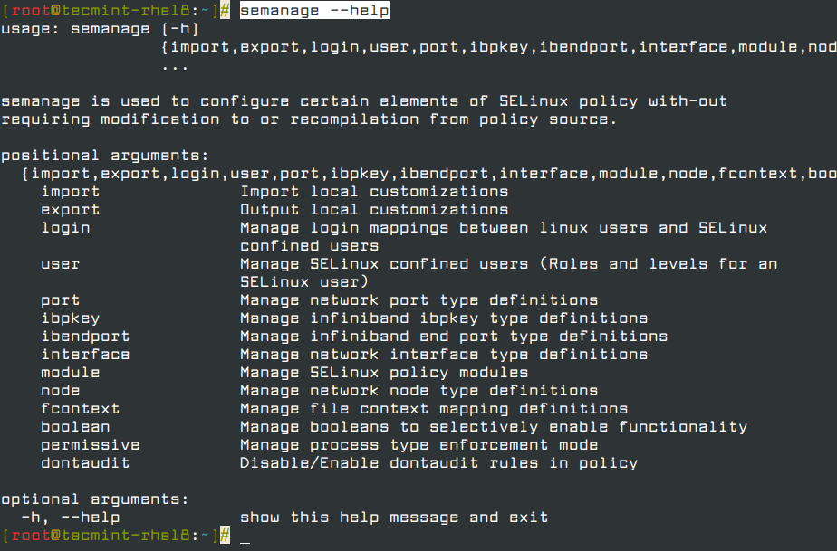Semanage Command Help