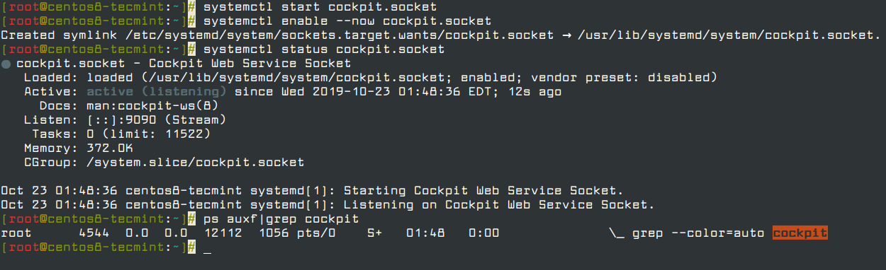 Starten und überprüfen Sie die Cockpit-Webkonsole in CentOS 8