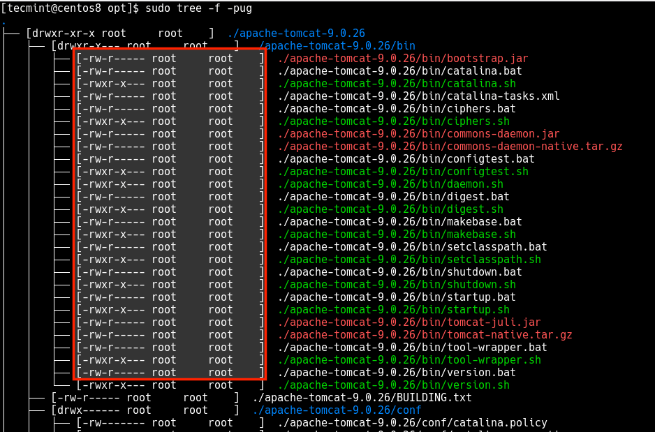 Drucken Sie den Dateityp und die Berechtigungen mit dem Eigentümer