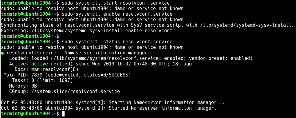 Check Resolvconf Service Status