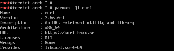  Confirmar la instalación de Curl en Arch Linux 