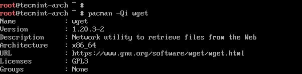 Bestätigen Sie die Wget-Installation unter Arch Linux