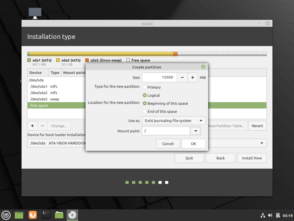 Create Root Partition