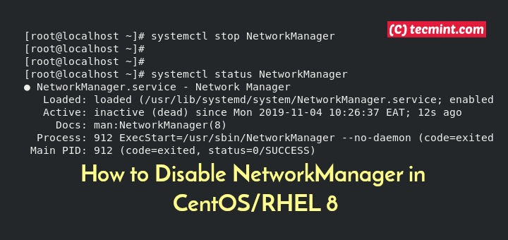 Disable NetworkManager in CentOS