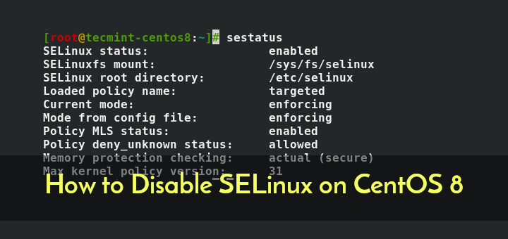 Disable SELinux on CentOS 8