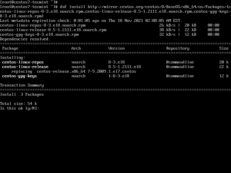 Install CentOS 8 Release Packages