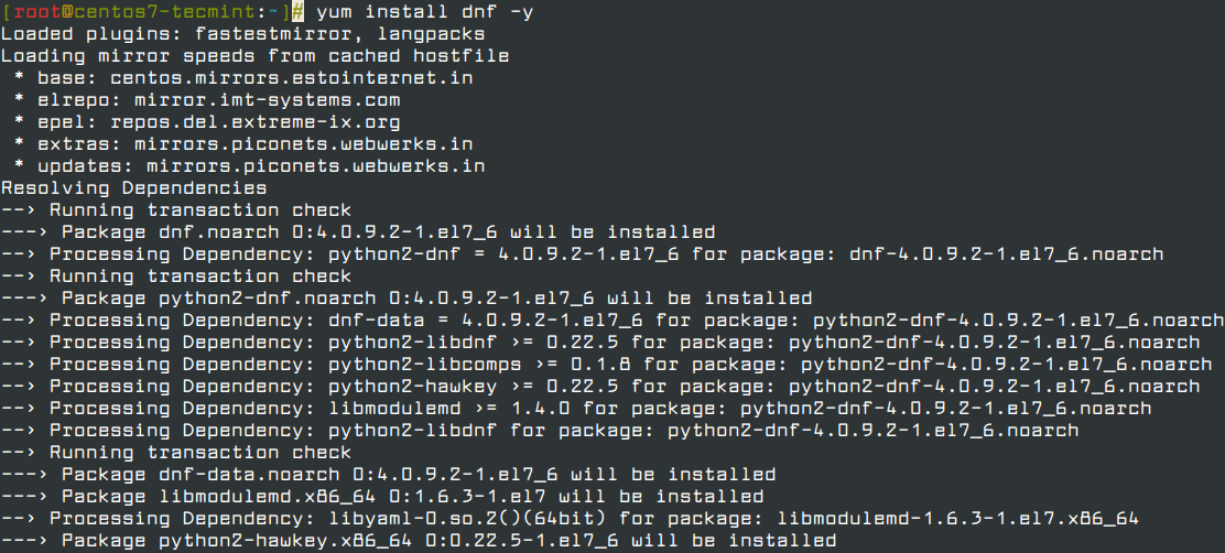 Install dnf in CentOS 7