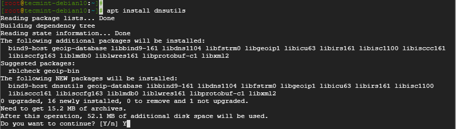 Install DNS Utils in Debian and Ubuntu