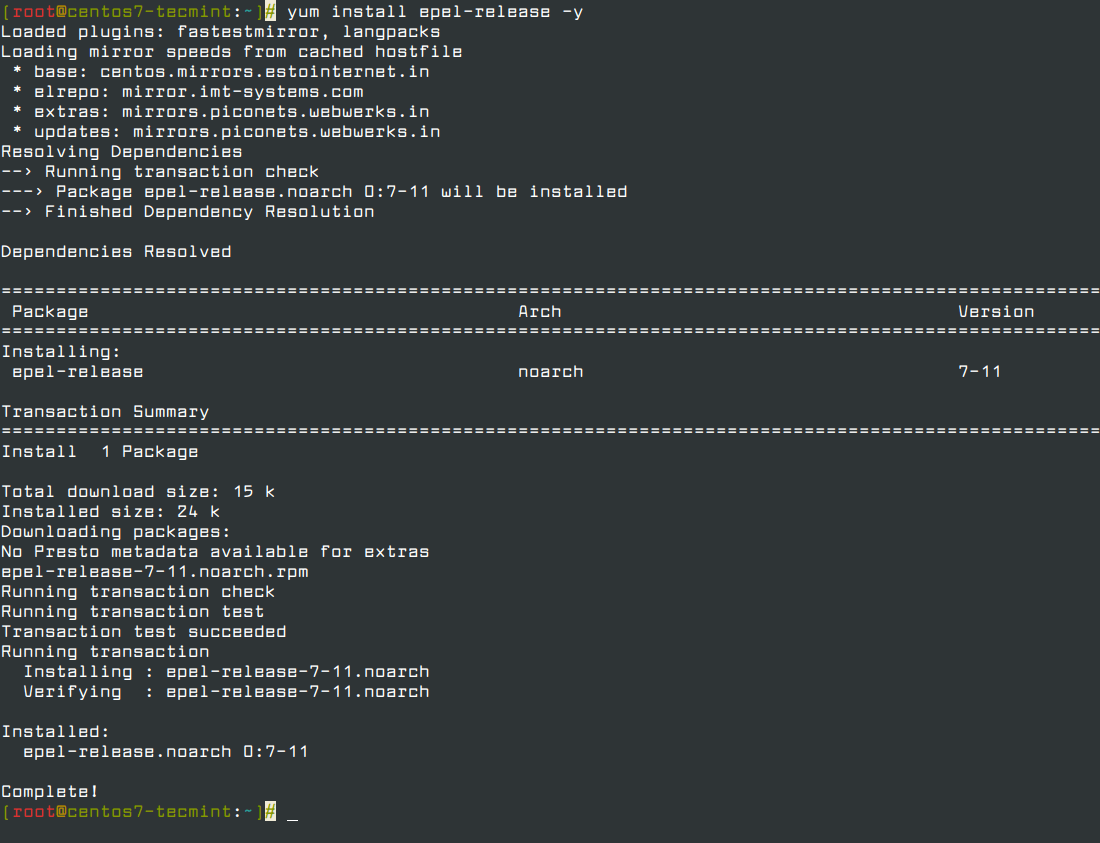 error de verificación de transacción de yum que suele ser más reciente