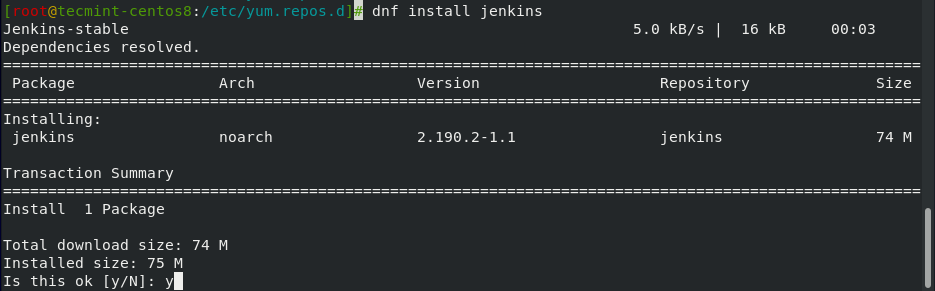  Instalar Jenkins en CentOS 8 