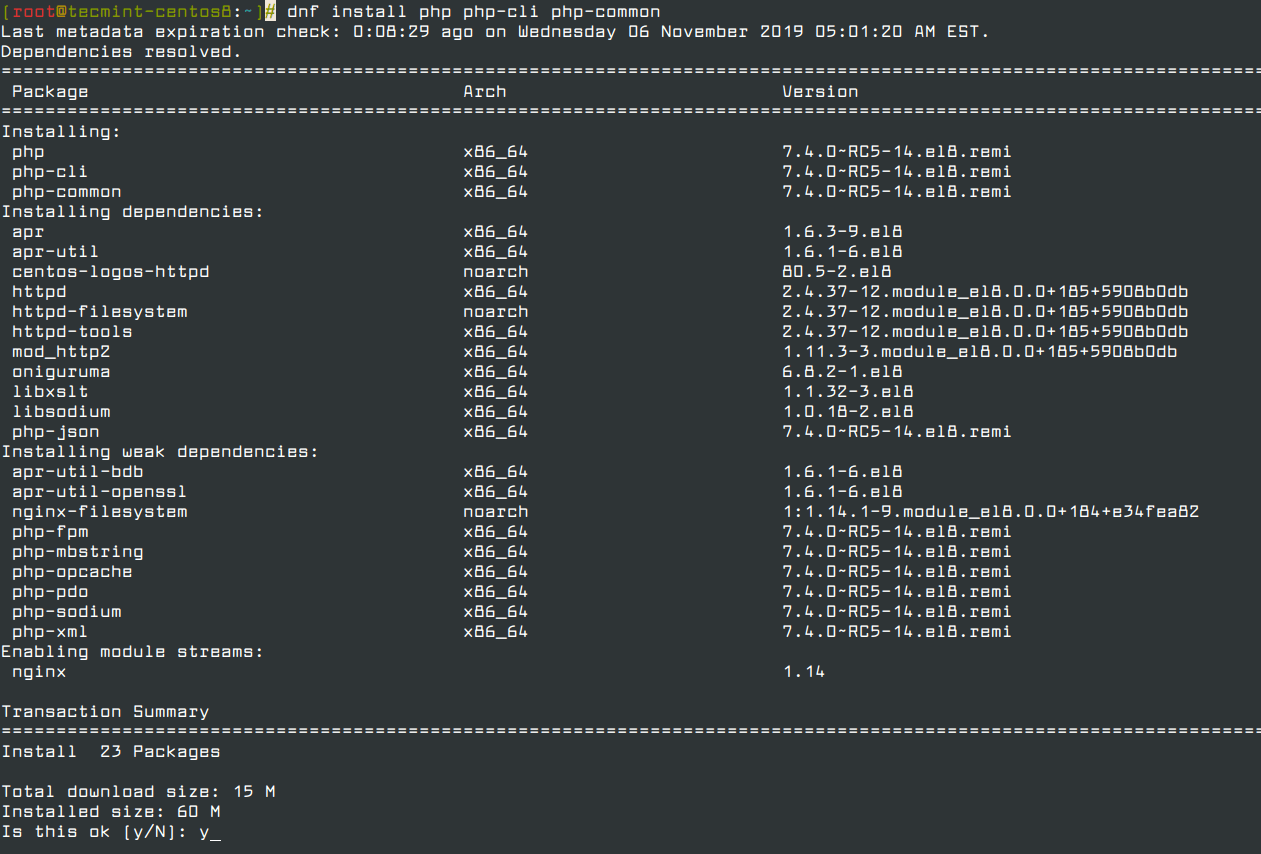 Install PHP on CentOS 8