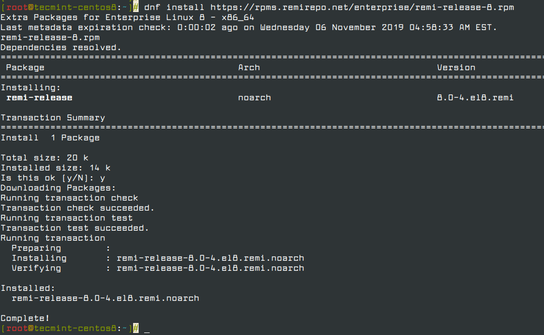 Install Remi Repo on CentOS 8