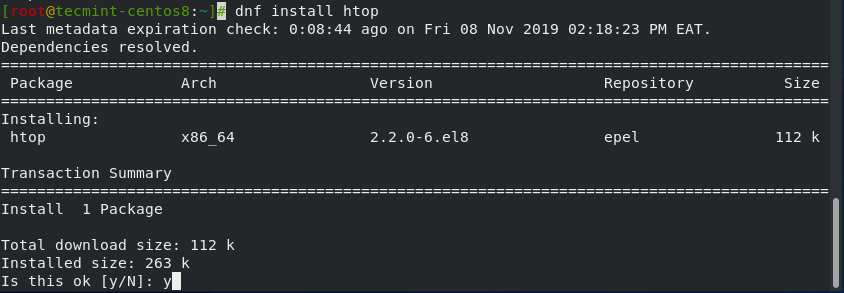 Install htop in CentOS 8
