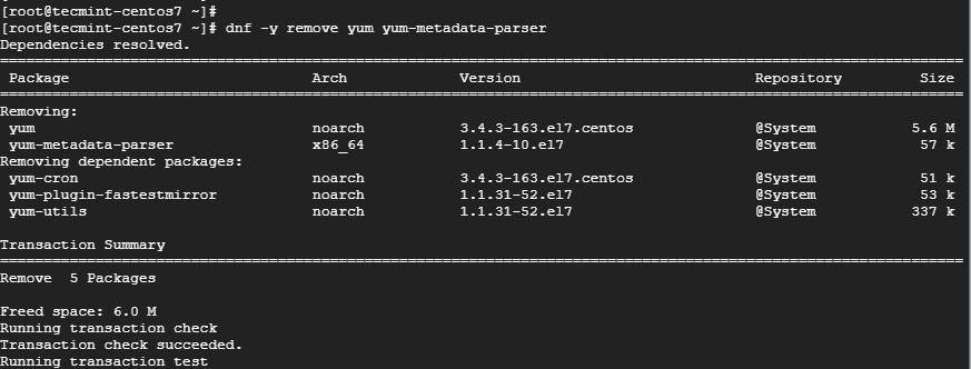Remove Yum in CentOS 7