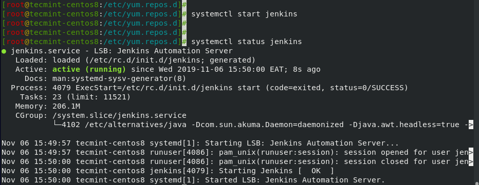 Start and Verify Jenkins Status