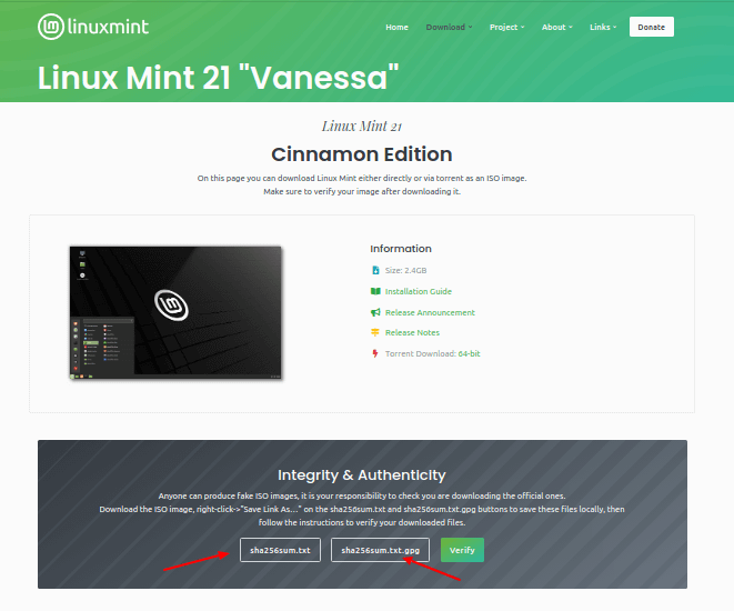 Verify Linux Mint ISO Image