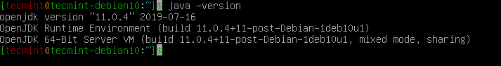 Check Java Version in Debian 10