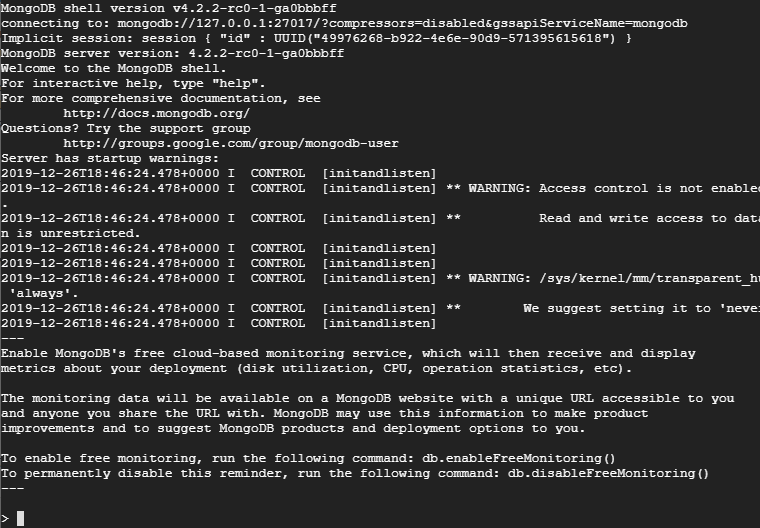 Connect MongoDB Shell