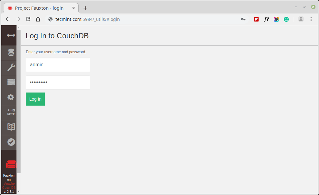 CouchDB Admin Login
