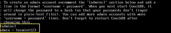 Create CouchDB Admin Password