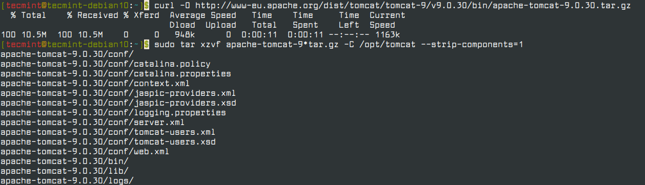 Laden Sie Tomcat in Debian 10 herunter