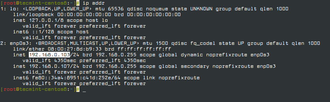 Find CentOS Server IP Address