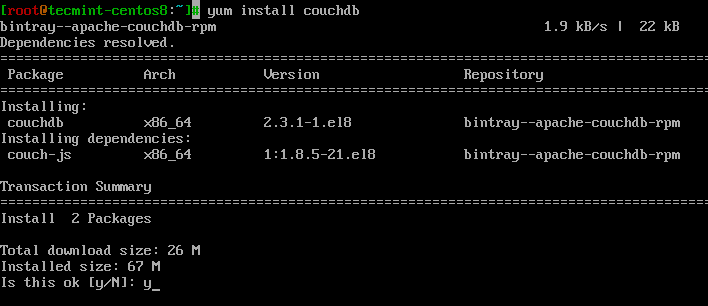 Install CouchDB in CentOS 8