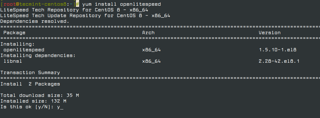 Install OpenLiteSpeed in CentOS 8