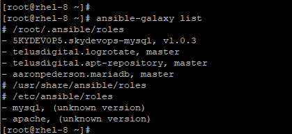 List Installed Roles in Ansible Galaxy