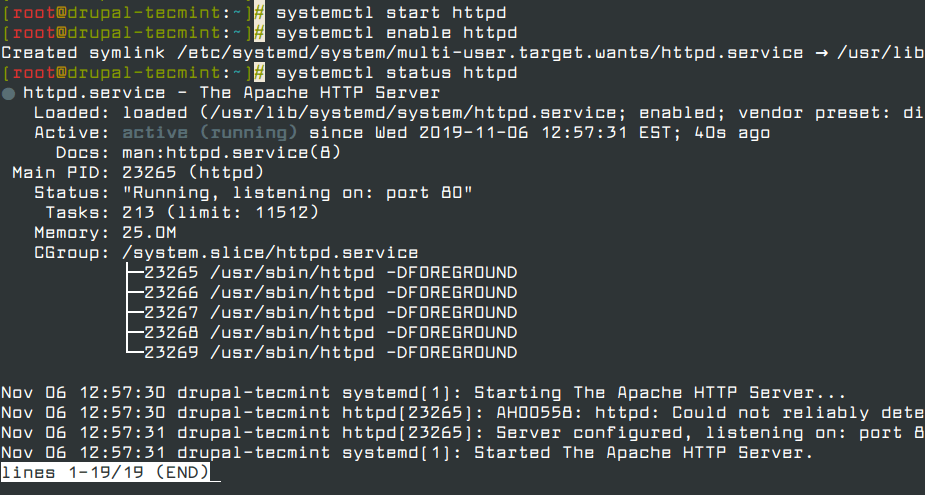 Verify Apache Status on CentOS 8