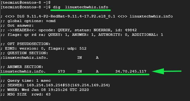 Check DNS Info using dig Command