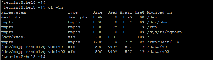 Check VDO Filesystem Size