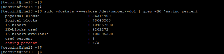 Check VDO Volume Information