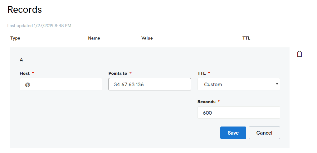 Domain A Record Pointing to Server IP Address