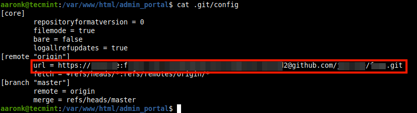  Ver las credenciales de Git en el archivo de configuración 