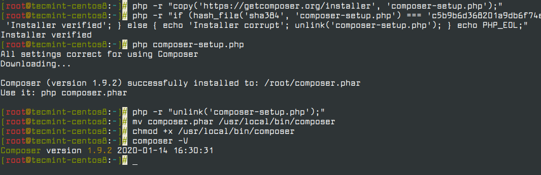 Install Composer Globally in CentOS 8