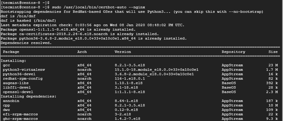 Install Lets Encrypt Certificate on CentOS 8