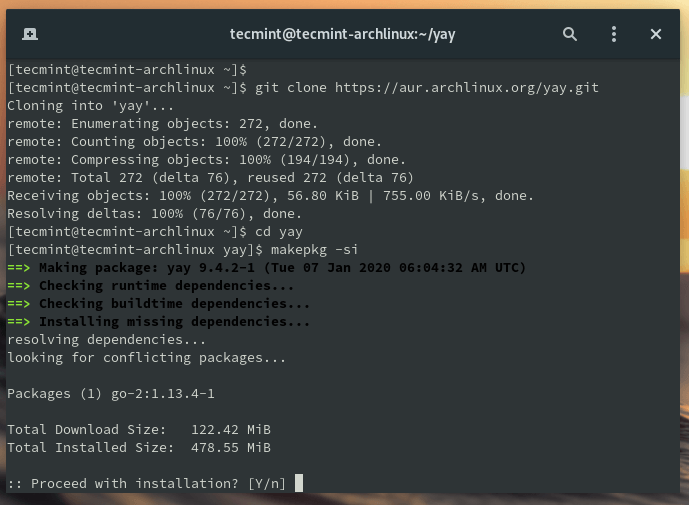 Install Yay AUR Helper in Arch Linux